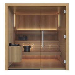 Auroom Sauna 48"D X 71"W (Up to 2 people) / Left / Thermo-Aspen Auroom Libera Wood Cabin Sauna Kit