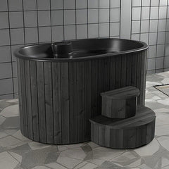 SaunaLife 2-Person Black Thermo-Pine Cold/Hot Plunge Tub - Model S2B