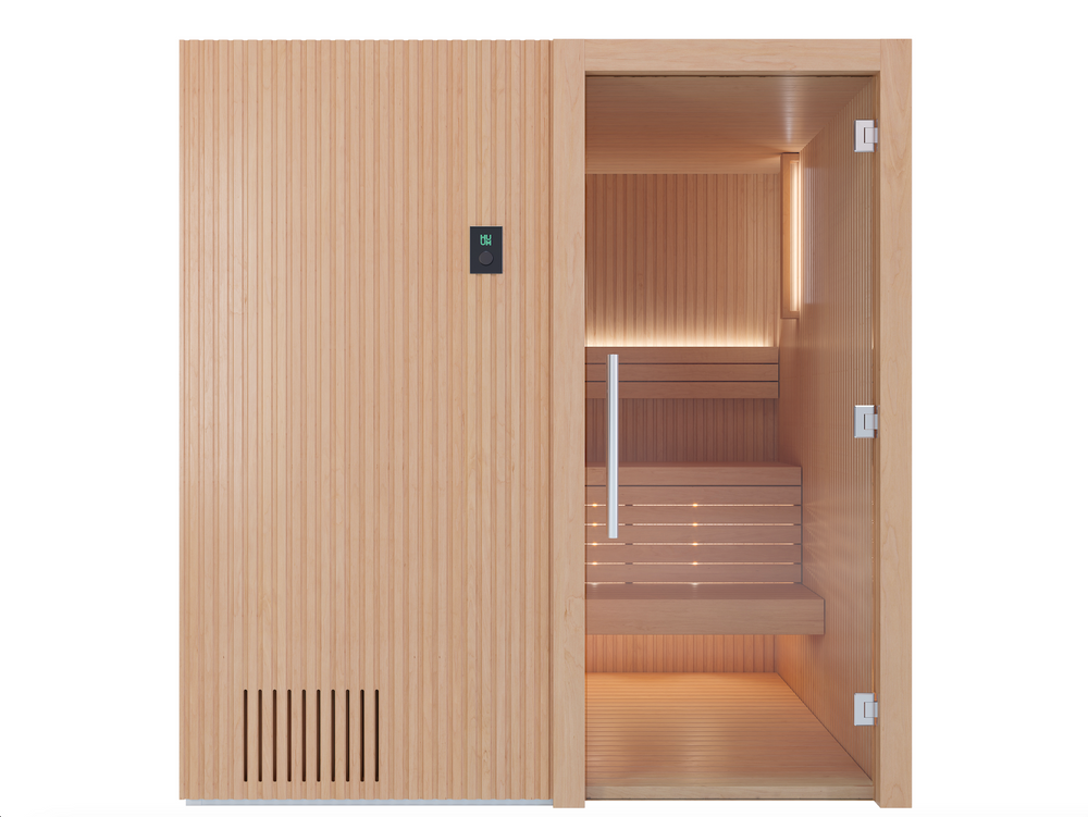 Auroom Sauna 48"D X 71"W (Up to 2 people) / Left / Alder Auroom Libera Wood Cabin Sauna Kit