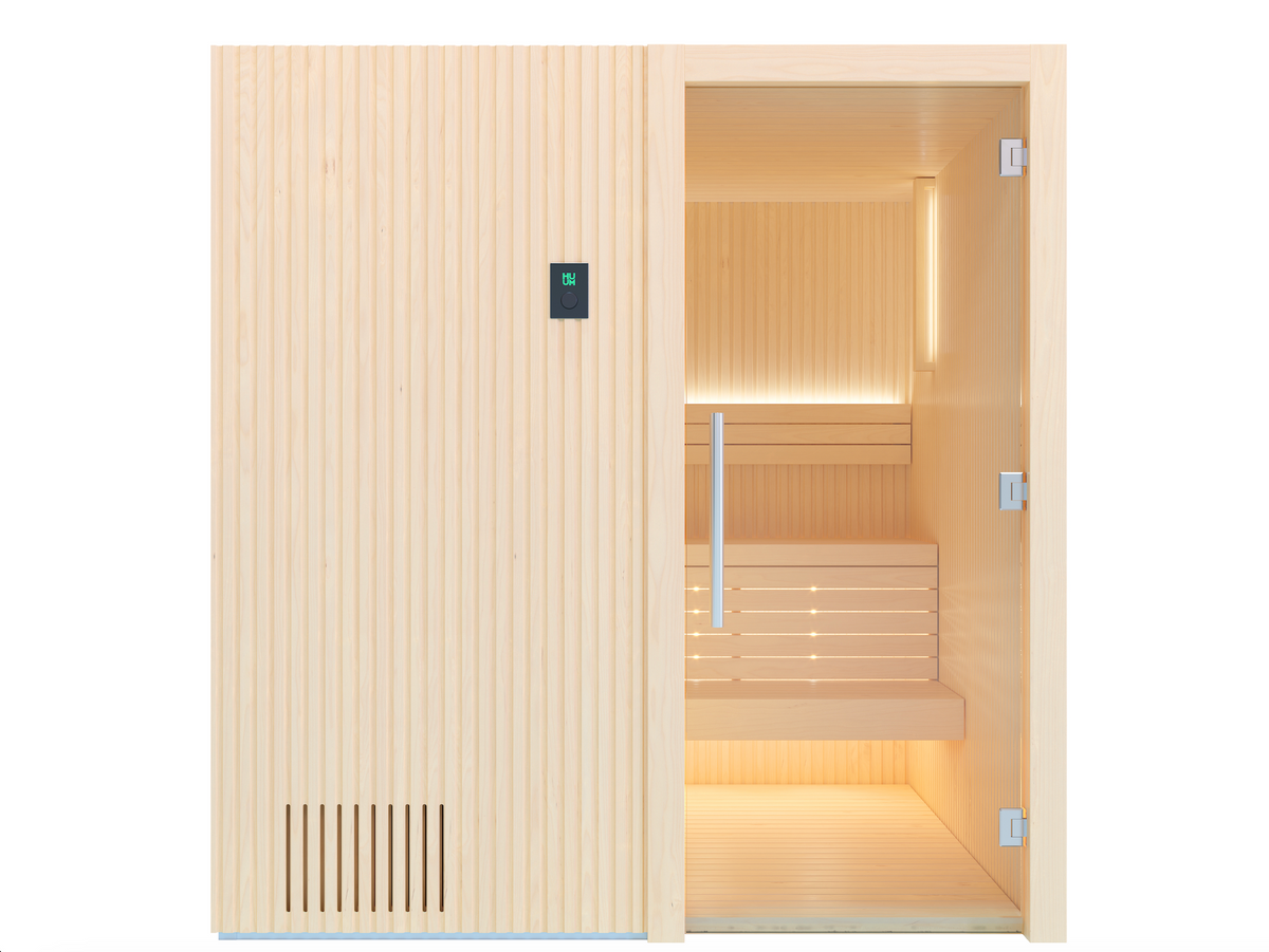 Auroom Sauna 48"D X 71"W (Up to 2 people) / Left / Aspen Auroom Libera Wood Cabin Sauna Kit