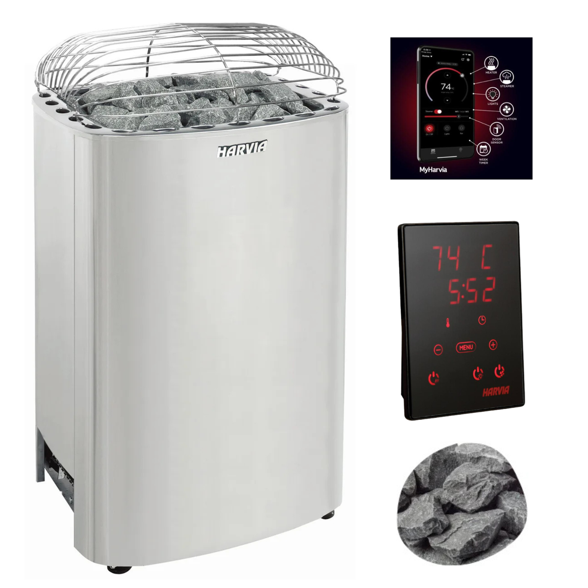 Harvia Club K12.5G Electric Sauna Heater Package