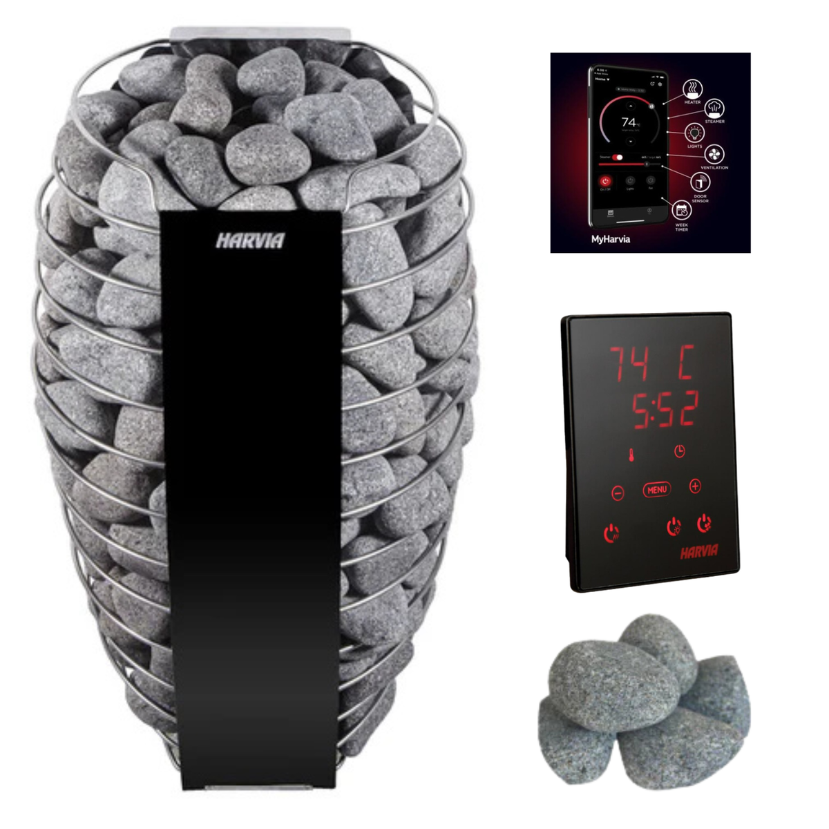 Harvia Spirit SP90E Electric Sauna Heater Package