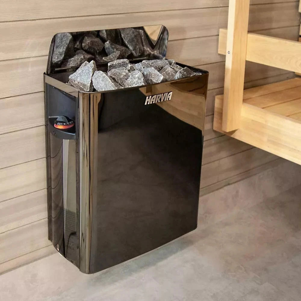 Harvia The Wall Series, 6kW, Black Stainless Steel Sauna Heater, 240V 1PH HSW6U1B