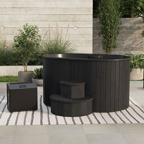 SaunaLife 2-Person Black Thermo-Pine Cold/Hot Plunge Tub - Model S2B